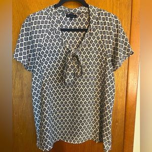 Pleione Women’s Neck Tie Patterned Blouse